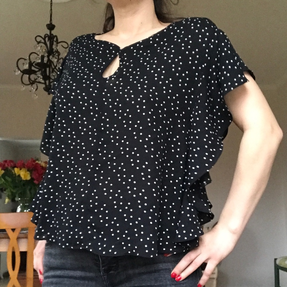 Polka dot short sleeve blouse
